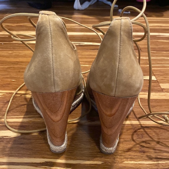 Tory Burch  Raya Suede Lace Up Wedges Size 8.5 - Picture 5 of 8